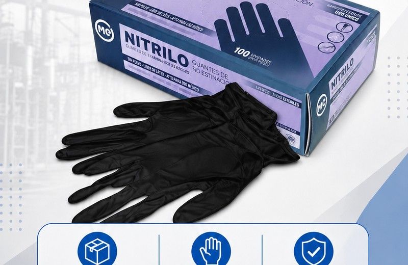 Guantes Descartables de Nitrilo Negro