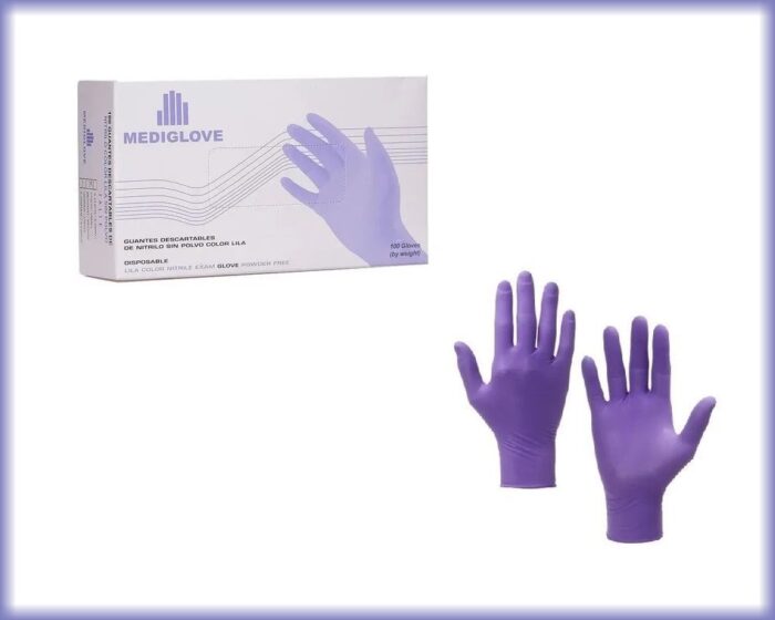 Guantes de nitrilo descartables Mediglove lavanda