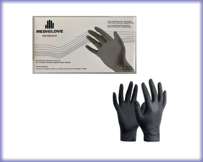 Guantes de nitrilo descartables Mediglove negros