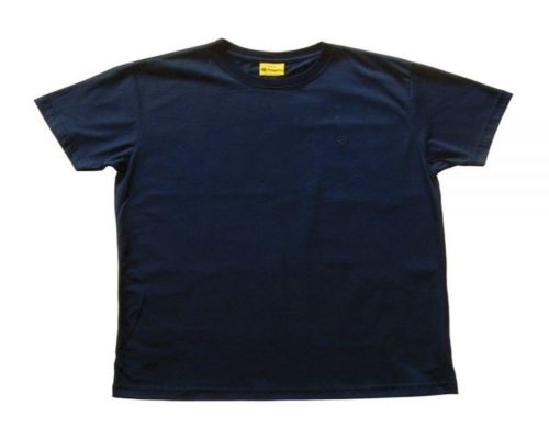 Remera azul cuello V de algodón calidad 24/1