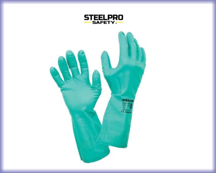 Guantes de acrilo nitrilo flocado verde