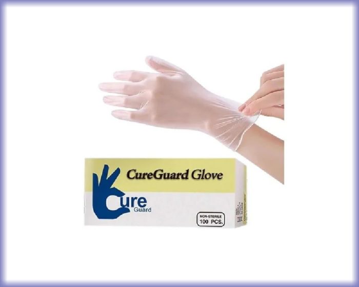Guantes vinilo descartables marca Cure Guard