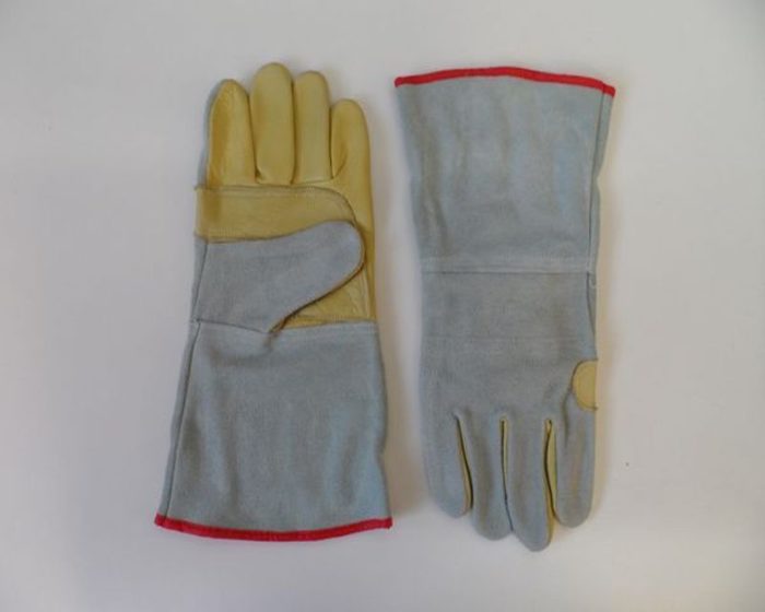 Guante combinado vaqueta amarilla/descarne puño largo 131325